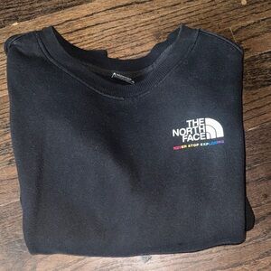 The North Face Black Crewneck Sweatshirt with Small Rainbow Logo